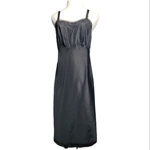 Vintage 50's Taffeta Barbizon Lace Embroidered Zipper Close Slip Adjustable